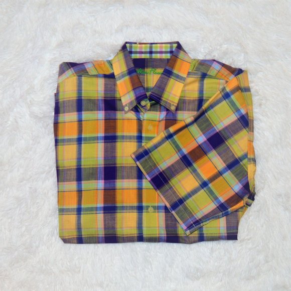 Alan Flusser Plaid Checkered Lightweight Button-up Shirt Large - Picture 3 of 10